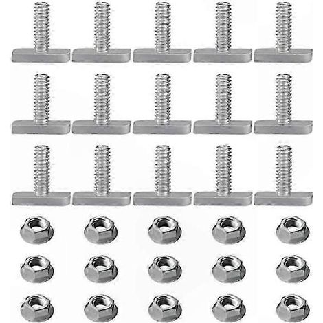 Lot de 15 boulons de rechange à rainure en T, vis M8 x 20, vis de voie A2-70 avec 15 écrous à embase pour écrous de voie (1/5)