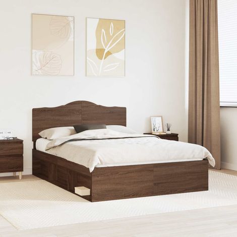 Cadre de lit Chêne brun 140 x 200 cm Pin massif vidaXL (1/5)