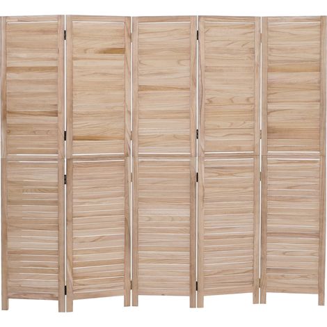 [NEUWERTIG] Paravent HHG-514b, Raumteiler Trennwand Sichtschutz, Vintage Paulownia Holz 180x200cm natur (1/5)