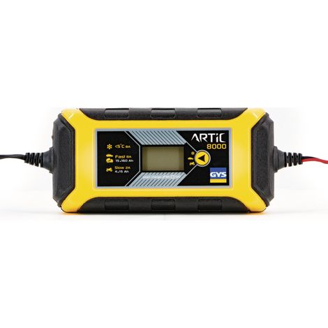 GYS – Chargeur de batterie moto 12V 2/8A – Chargeur automatique avec affichage numérique – Mode charge froide – Boîtier IP65 résistant (1/5)