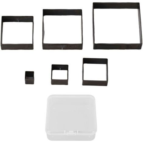 RHG Ensemble de 6 emporte-pièces carrés pour cuir, longueurs de côté : 5 mm, 10 mm, 15 mm, 20 mm, 25 mm et 30 mm, en acier allié. (1/4)