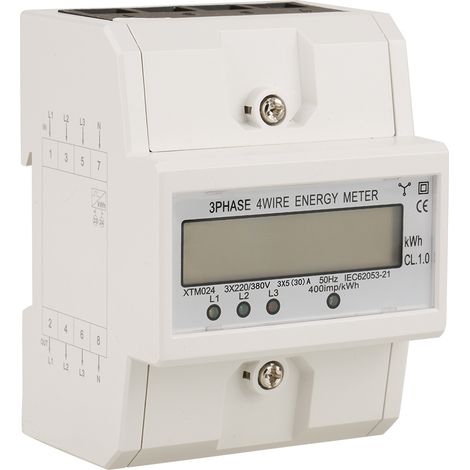 1 pcs 3 x 220V Digital 3 phase 4 Wire 4P Din Rail Electric Meter Electronic (5(30)A ) (1/5)