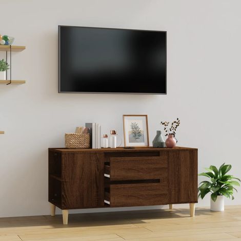 Meuble TV Chêne marron 102x44,5x50 cm Bois d'ingénierie (1/5)