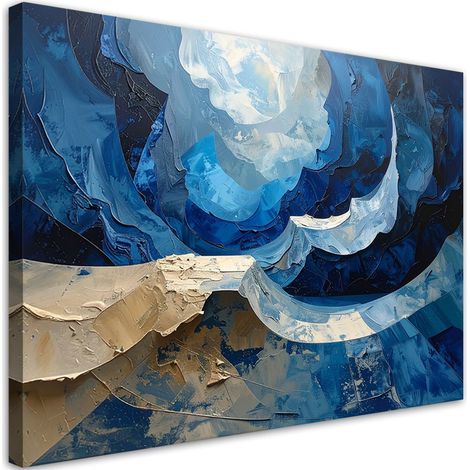 Quadro su tela, Imitazione pittura astratta blu e beige, 30x20 (1/5)
