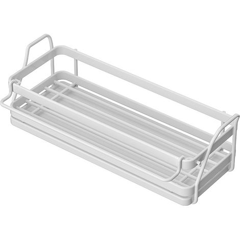 Lot de 2 Porte-éponges et lavettes mural blanc en acier inoxydable, étroit pour côté robinet d'évier de cuisine (1/5)