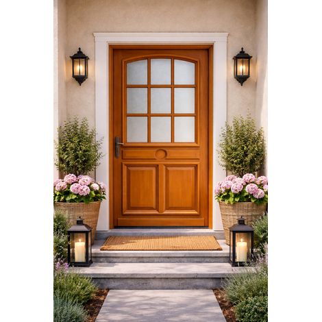 Porta d'ingresso in legno con vetro Marine, H.215xL.90 cm, lato pannello dritto, GD MENUISERIES