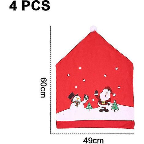 Fundas para sillas con gorro de Papá Noel (4 unidades), para sillas de cocina y comedor, ideales para fiestas navideñas y celebraciones. Regalos. (1/5)