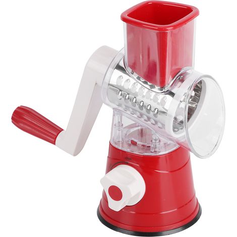 Coupe-légumes manuel à manivelle, râpe à fruits rotative, accessoire de cuisine pour la maison (rouge) (1/5)