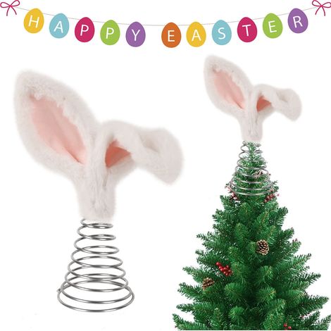 Easter Bunny Ears - Tree Topper Decoration for Christmas and Spring Festivals - Photo Booth Prop - 1 Piece (1/5)