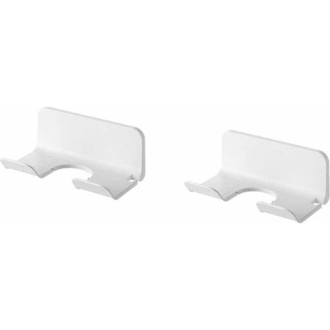 Support mural pour sèche-cheveux, crochet mural pour sèche-cheveux avec prise et cordon de rangement autocollant pour armoire de salle de bain (blanc (lot de 2)