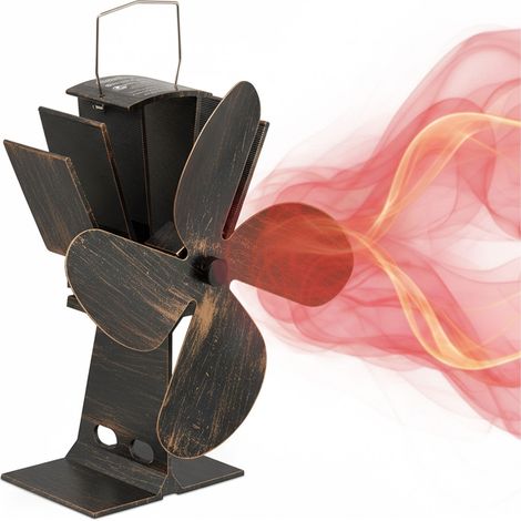 Relaxdays – Ventilateur ouvert pour cheminée – Distribution de chaleur silencieuse – Aluminium – Dimensions 21x19x12cm – Température de fonctionnement jusqu'à 345°C