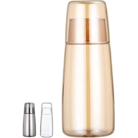 1 Carafe à eau, Verre, 750 ml, Couvercle multifonction, Tasse 202 ml, Chambre/Salle de bain. (1/5)