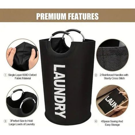 Paniers à linge 90L pliables grande capacité sac corbeille de rangement pour salle bain et chambre (1/4)