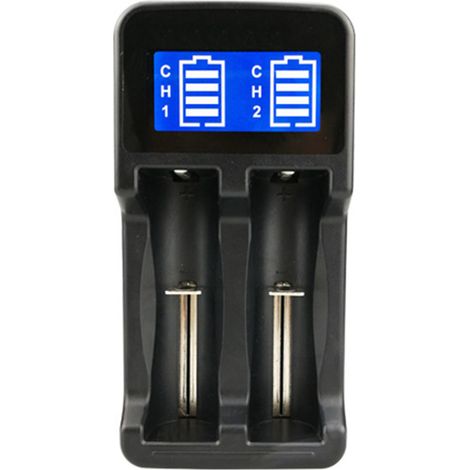 Akkuladegerät mit LCD-Anzeige, kompatibel mit 18650-, AA-, AAA- und 17670-mm-Akkus (1/2)