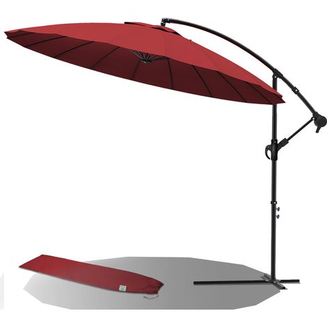 VOUNOT SHANGHAI Sombrilla Jardín Parasol Excentrico con Funda Protectora 3M, Rojo