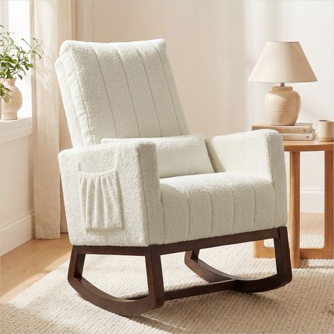 Fauteuil crème en flanelle Neige 100 Polyester 97 x 67 x 110 cm (1/5)