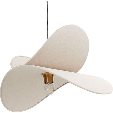 Lampada a sospensione moderna plafoniera beige lampadina a vista paralume in tessuto di lino Mascota