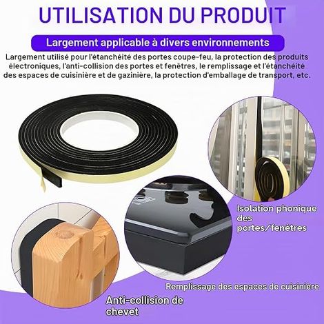 Ruban D'Étanchéité pour Plaque de Cuisson Vitrocéramique 5 m X 10 mm X 3 mm, avec Grattoir Inclus, Joint Thermique pour Cuisinière Induction, Étanchéité Résistante à la Chaleur (1/2)