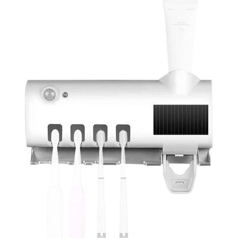 UV-Sterilisator für Zahnbürstenhalter Sterilisator für elektrische Zahnbürsten Wandmontage wiederaufladbar solarbetrieben Organizer für 4 4 (1/5)