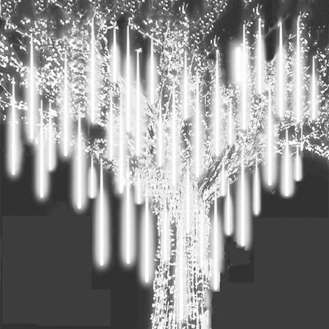 Guirlande lumineuse LED effet pluie de météores 50 cm, 8 tubes, 384 LED, pour décoration de sapin de Noël et fêtes. (1/5)