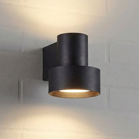 [NEUWERTIG] B-Ware Lucande Außenwandleuchte Elune LED Wandleuchte schwarz matt 400 Lumen IP44 (1/2)