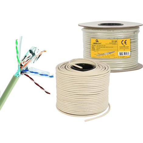 Câble RJ45 Catégorie 6 F/UTP 100m – Conducteurs solides CCA 0,56mm – Connexions stables pour réseaux domestiques et professionnels – Gembird