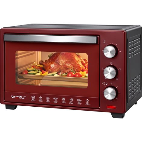 Woltu – Mini four chaleur tournante 28L 1600W – Température 100-230°C – Minuterie 60 min – 3 modes de cuisson – Porte en verre – Nettoyage facile