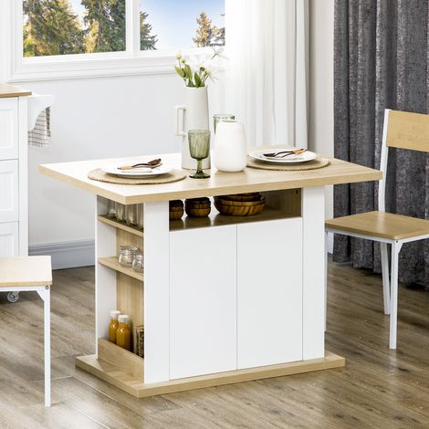 Ilot central cuisine table avec grand plan de travail 4 personnes - dim. 110L x 70l x 75.5H cm