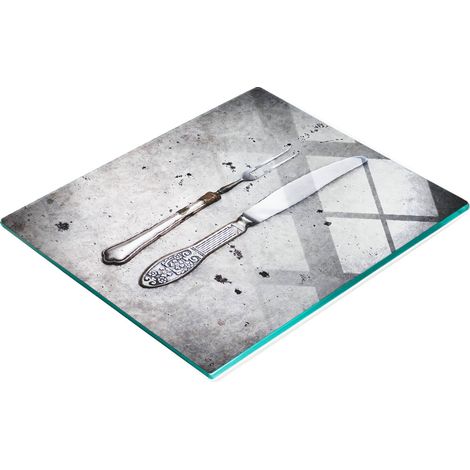 Multifunktionales Küchen-Dekorationsbrett aus gehärtetem Glas, Besteckkasten, 60 x 52 cm (1/5)