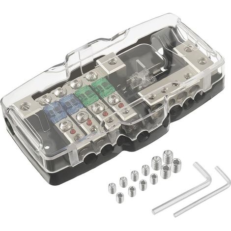 Scatola portafusibili a 4 vie per autoradio – Mini distributore ANL con spia rossa integrata, facile installazione e sicurezza ottimale