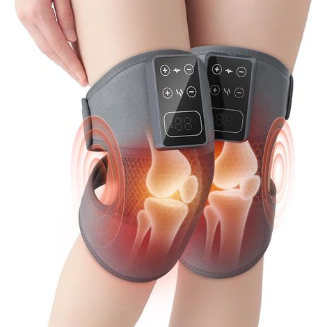 1 par de aparatos de masaje Draadloze Knie con Vibrerende Verwarming voor Pijnverlichting, Elektrische Verwarmende Knieband con 5 Verwarmingslevels y 3 Massagemodi (1/5)
