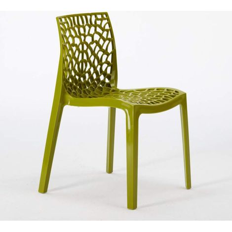 22 Silla de cocina o de comedor de Policarbonato Transparente Gruvyer Stock - Verde Anís