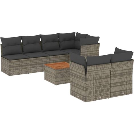 Maison Exclusive - 8-tlg. Garten-Sofagarnitur mit Kissen Grau Pol