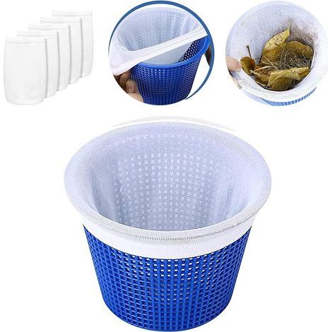 Chaussettes de skimmer de piscine, filtre de skimmer pour panier de piscine, filet de filtre de piscine réutilisable pour éliminer les scories, les feuilles, l'écume, le pollen, les insectes, les peti (1/5)