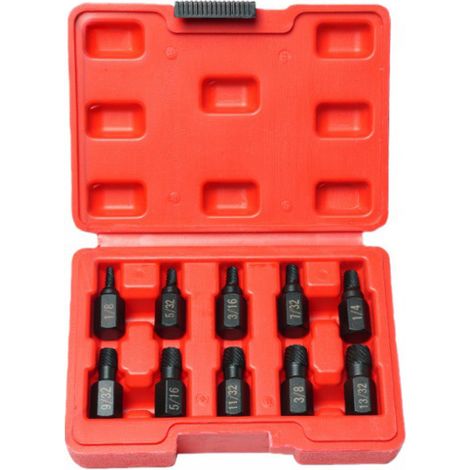 10-teiliges Set zum Entfernen beschädigter Schrauben, robustes Schrauben- und Bolzenausdreher-Bohrer-Set, Werkzeug zum Entfernen von Sechskant-Rundschrauben. Entfernt mühelos verrostete und abgebroche (1/5)