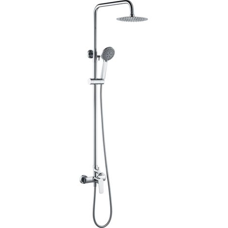 Colonna Doccia con Miscelatore Monocomando  Modello BELGIO  Piastra di dimensioni standard  Colore grigio con finitura cromata [ IMEX® ] (1/3)