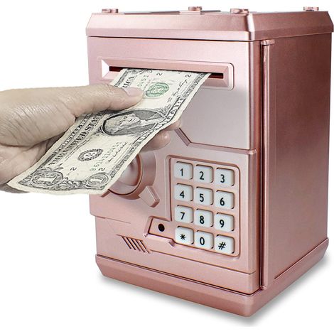Tirelire électronique mini distributeur automatique, boîte à monnaie pour enfants, jouet d'épargne, rose doré (1/5)