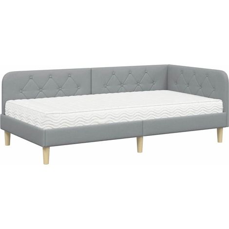 Maison Exclusive - Cornice del letto ad angolo Grigio chiaro 90 x 200 cm Tessuto
