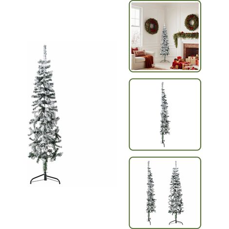 The Living Store Künstlicher Halb-Weihnachtsbaum mit Schnee Schlank 150 cm - Weihnachtsbaum mit Schnee (1/5)