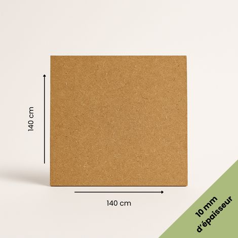 Plaque MDF brute 140x140 cm (1400x1400 mm) - Épaisseur 10 mm - Découpe bois rectangulaire pour bricolage, déco, maquette, DIY