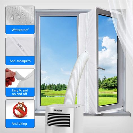 Bande d'étanchéité pour fenêtre coulissante et climatiseur mobile – Tissu flexible avec 2 ouvertures, déflecteur d'air universel pour isolation thermique