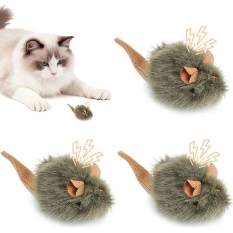 x Giocattoli per gatti rumorosi a forma di topo, giocattolo interattivo per gatti, giocattolo interattivo per gatti, topo a carica manuale interattivo che stimola l'istinto di caccia naturale (1/5)