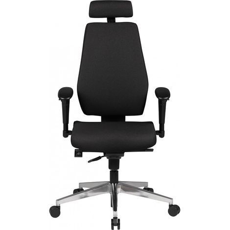 Bürostuhl schwarz, Chefsessel modern mit Synchronmechanik B/H/T ca. 60/141/53cm (1/5)