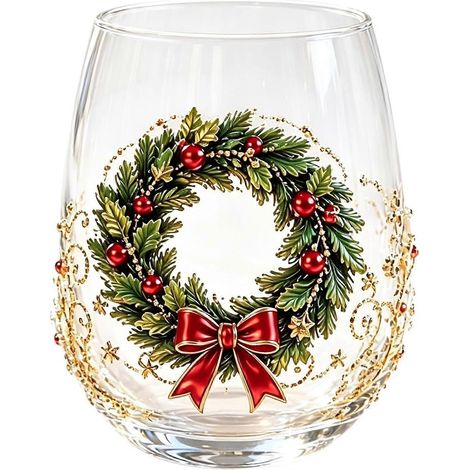 Verre décoratif 3D Noël, verre à vin sans pied relief bonhomme de neige Verre festif pour café, thé, lait, jus et décoration couronne de Noël (1/5)