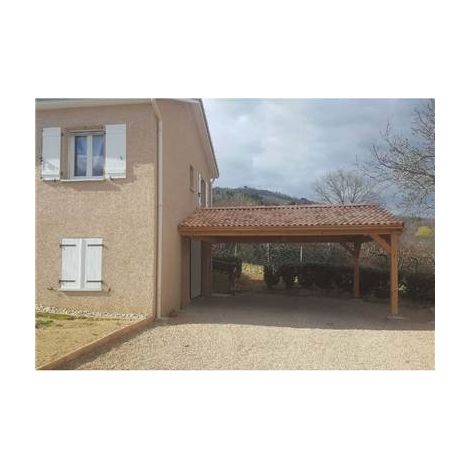 Cpbf – Abri voiture adossé 450x400cm en bois douglas – Carport 2 pentes – Hauteur de passage 250cm – Fabrication française PEFC (1/4)