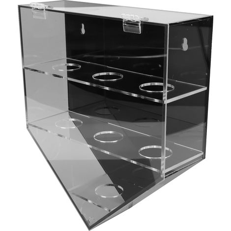 Vitrine murale anti-poussière à 7 emplacements pour balles de baseball et de tennis, avec couvercle à fermeture magnétique, couleur noire. (1/5)