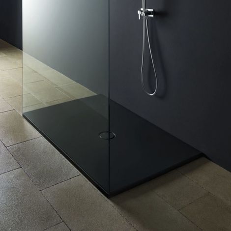 Piatto doccia in porcellana nera opaca design moderno cm 3 finitura- nero - misure 160x70x3 cm - confezione 1 (1/5)