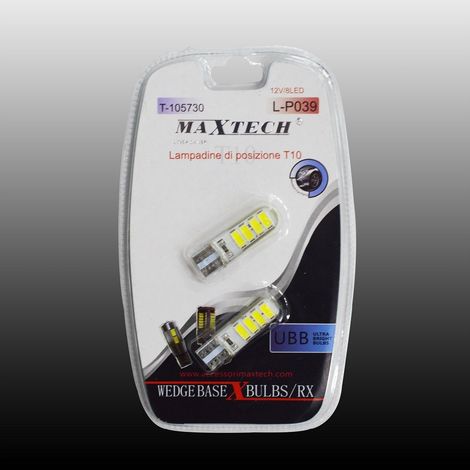 TRADE SHOP - Lampadine Di Posizione 12v - 8 Led T10 Maxtech L-p039 Lampadine Ultra Luminose -