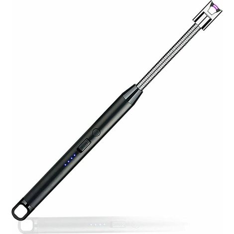 Accendino elettrico a candela, accendino elettrico ricaricabile tramite USB, accendino elettronico ad arco con 360º flessibile antivento, nero aziendale (1/5)