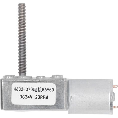 Moteur à courant continu 24V avec réducteur à vis sans fin, résistant aux chocs, turbine carrée, couple élevé, arbre M6x50mm, 23 tr/min (1/5)